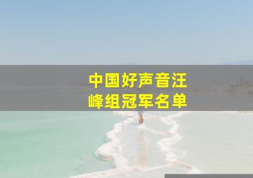 中国好声音汪峰组冠军名单