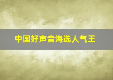 中国好声音海选人气王