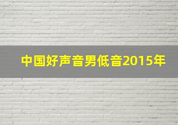 中国好声音男低音2015年