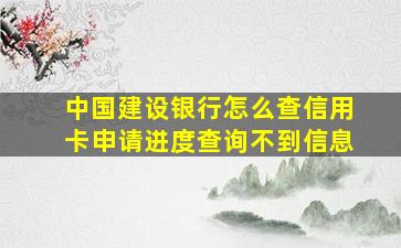 中国建设银行怎么查信用卡申请进度查询不到信息