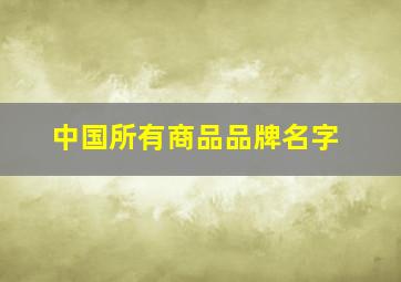 中国所有商品品牌名字