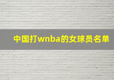 中国打wnba的女球员名单