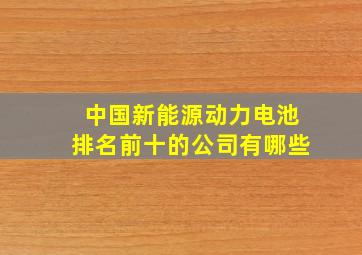 中国新能源动力电池排名前十的公司有哪些