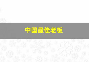 中国最佳老板