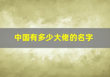 中国有多少大佬的名字