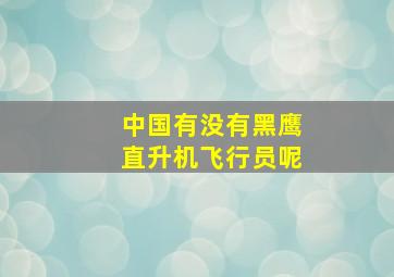 中国有没有黑鹰直升机飞行员呢