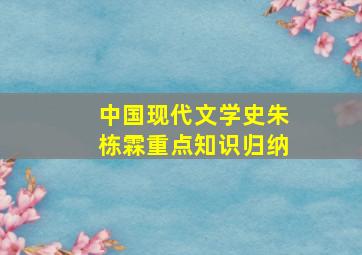 中国现代文学史朱栋霖重点知识归纳