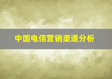 中国电信营销渠道分析