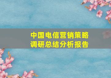 中国电信营销策略调研总结分析报告