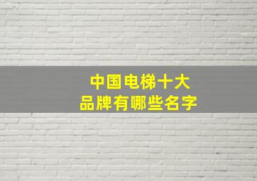 中国电梯十大品牌有哪些名字