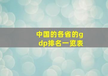 中国的各省的gdp排名一览表