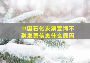 中国石化发票查询不到发票信息什么原因