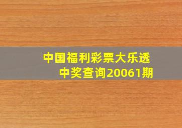 中国福利彩票大乐透中奖查询20061期