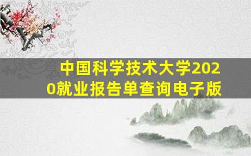 中国科学技术大学2020就业报告单查询电子版