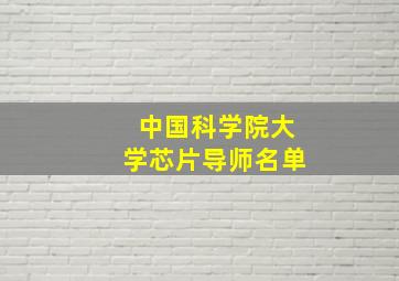 中国科学院大学芯片导师名单