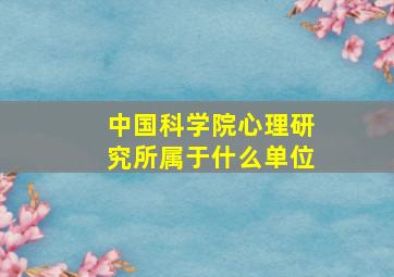 中国科学院心理研究所属于什么单位