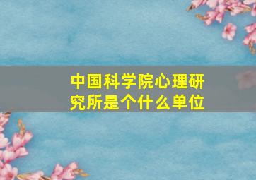 中国科学院心理研究所是个什么单位