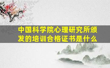 中国科学院心理研究所颁发的培训合格证书是什么