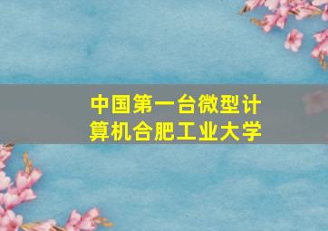 中国第一台微型计算机合肥工业大学