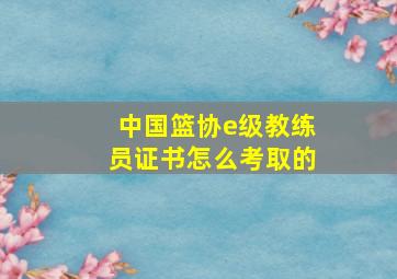 中国篮协e级教练员证书怎么考取的