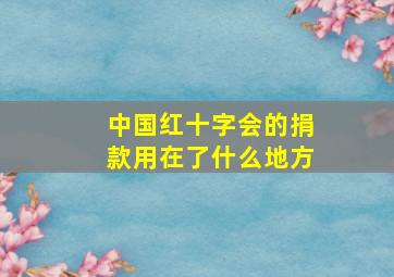 中国红十字会的捐款用在了什么地方