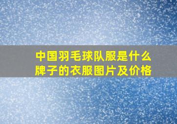 中国羽毛球队服是什么牌子的衣服图片及价格