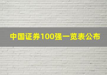 中国证券100强一览表公布