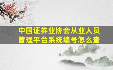 中国证券业协会从业人员管理平台系统编号怎么查