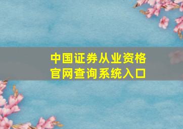 中国证券从业资格官网查询系统入口