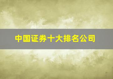 中国证券十大排名公司