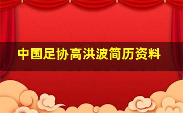 中国足协高洪波简历资料