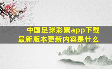 中国足球彩票app下载最新版本更新内容是什么