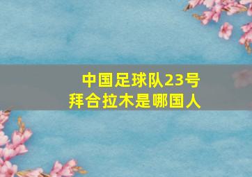 中国足球队23号拜合拉木是哪国人