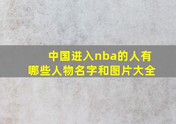 中国进入nba的人有哪些人物名字和图片大全