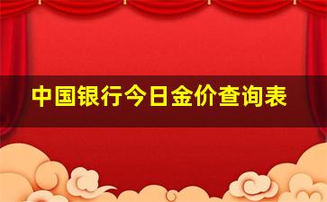 中国银行今日金价查询表