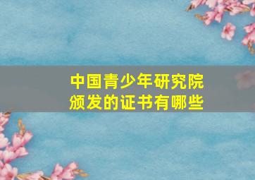 中国青少年研究院颁发的证书有哪些