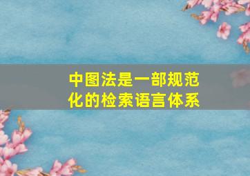 中图法是一部规范化的检索语言体系