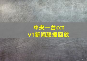 中央一台cctv1新闻联播回放