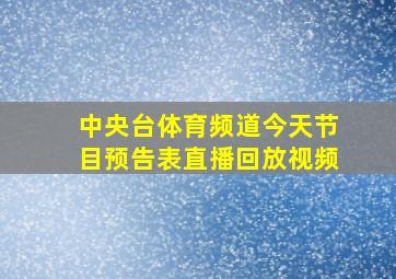 中央台体育频道今天节目预告表直播回放视频