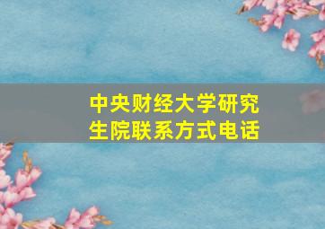 中央财经大学研究生院联系方式电话