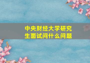 中央财经大学研究生面试问什么问题