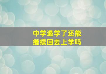 中学退学了还能继续回去上学吗