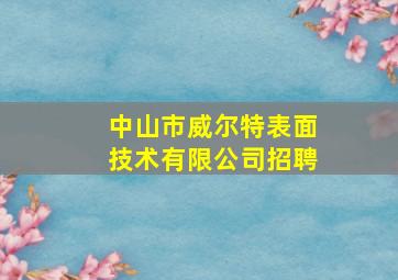 中山市威尔特表面技术有限公司招聘