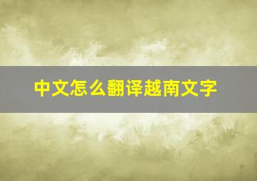 中文怎么翻译越南文字