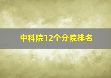 中科院12个分院排名