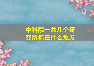 中科院一共几个研究所都在什么地方