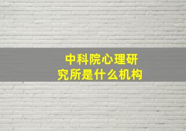 中科院心理研究所是什么机构