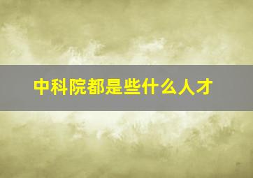 中科院都是些什么人才