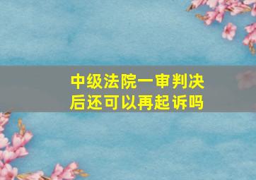 中级法院一审判决后还可以再起诉吗