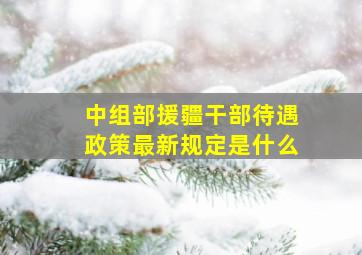 中组部援疆干部待遇政策最新规定是什么